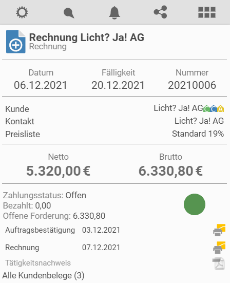 Invoice overview