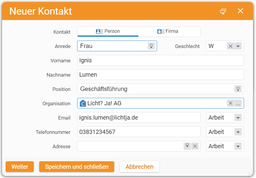 Add contact in teamspace