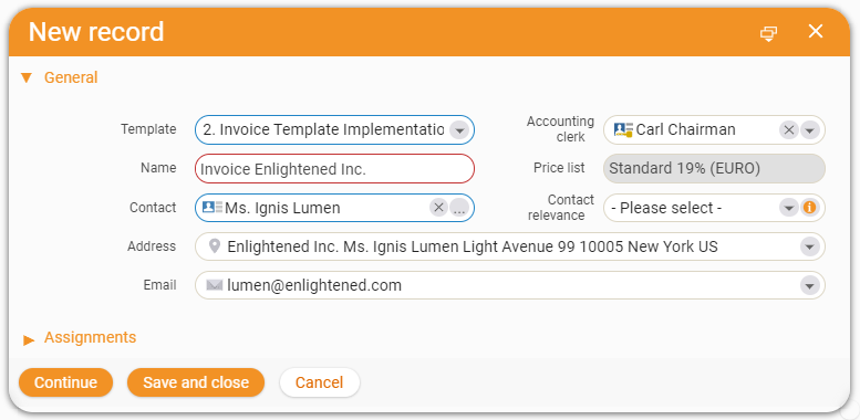 Use another template - Invoice | teamspace