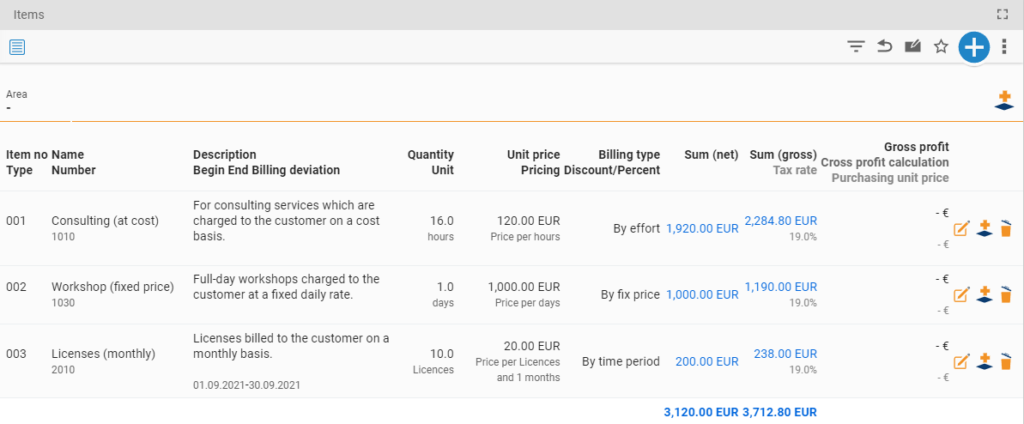 Overview Invoice | teamspace