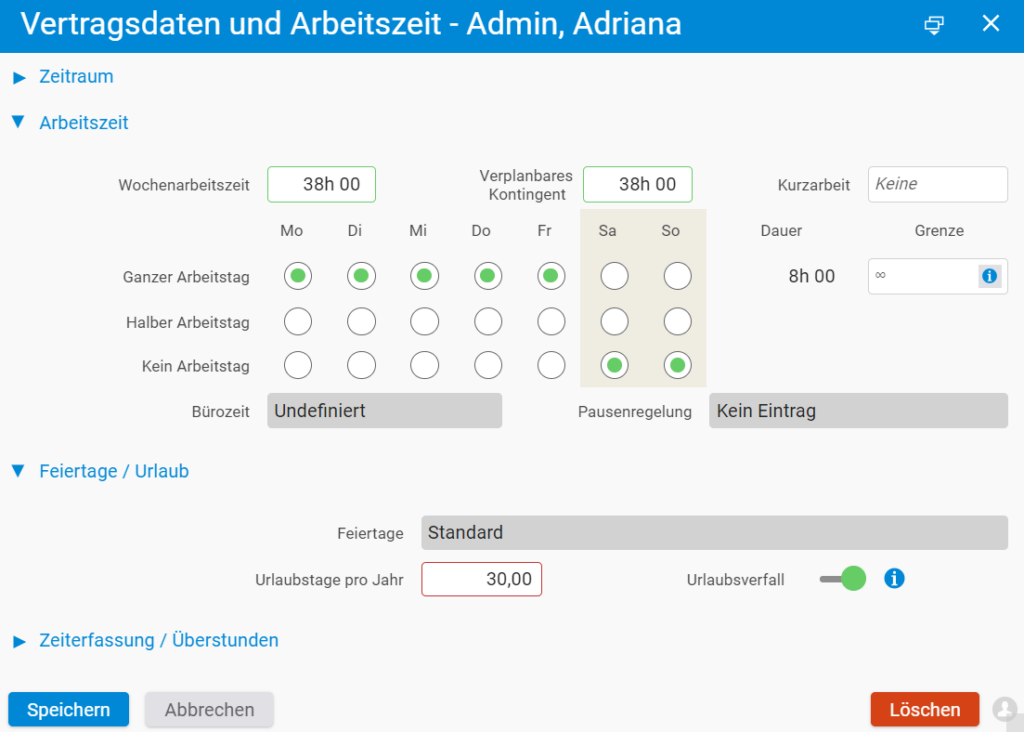 Dialog Arbeitszeit alt